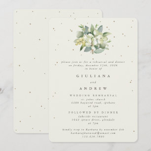 Invitation Répétition de mariage Cream Snowberry+Eucalyptus