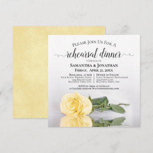 Invitation Répétition de mariage et dîner de Rose Jaune Éléga