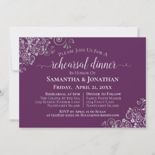 Invitation Répétition de mariage et dîner Violet pourpre & Ar