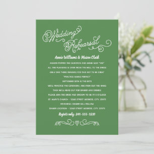 Invitation Répétition de mariage Flourish à cœur vert