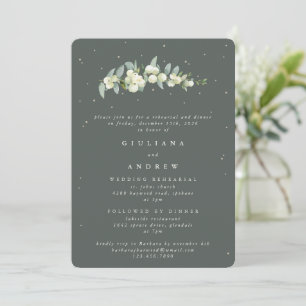 Invitation Répétition de mariage Gray Green Snowberry+Eucalyp