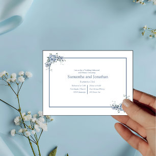 Invitation Répétition de Mariage moderne Dusty Blue Floral