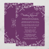 Invitation Répétition de mariage Plum Flourish (Devant / Derrière)