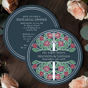 Invitation Répétition de mariage royal avec épée argent gris