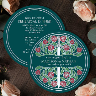 Invitation Répétition de mariage royal avec épée argent sarce