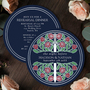 Invitation Répétition de mariage royal avec épée argentée ble