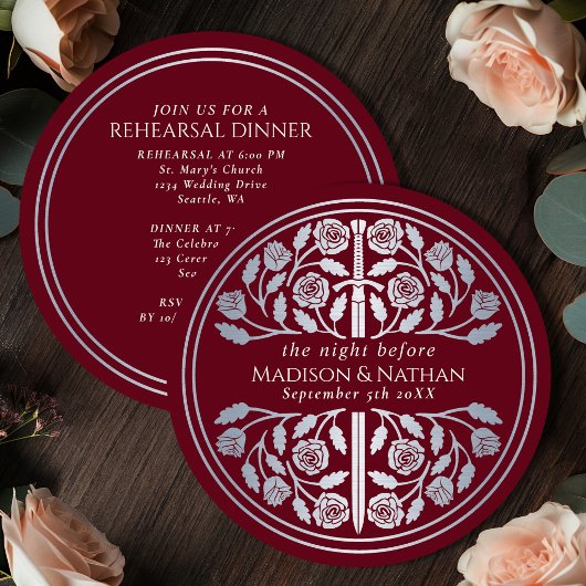 Invitation Répétition de mariage royal avec épée argentée rou