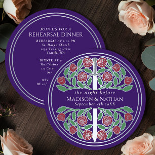 Invitation Répétition de mariage royal avec épée argentée vio