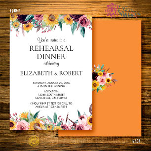 Invitation Répétition de mariage rustique orange brûlé au tou