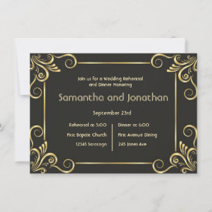 Invitation Répétition de mariage vintage Art déco élégant