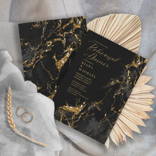 Invitation Répétition de Parties scintillant de marbre Noir I