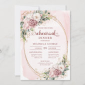 Invitation Répétition de verdure de rose dorée Boho sophistiq (Devant)