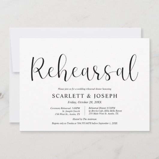 Invitation Répétition Décontractée, Mariage et dîner (Devant)
