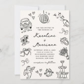 Invitation Répétition des doodles à main lunaire Code QR (Devant)