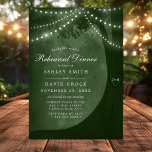 Invitation Répétition des lumières à chaîne verte de l'arbre<br><div class="desc">Invitation vos proches à votre dîner de répétition avec cette charmante invitation. Avec une silhouette d'arbre rustique ornée de lumières scintillantes sur fond vert vif,  cette invitation donne le ton d'un rassemblement chaleureux et intime. Parfait pour une répétition en plein air ou en soirée,  ce design ravira vos invités.</div>