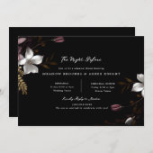 Invitation Répétition des Mariages floraux foncés de Florence (Devant / Derrière)