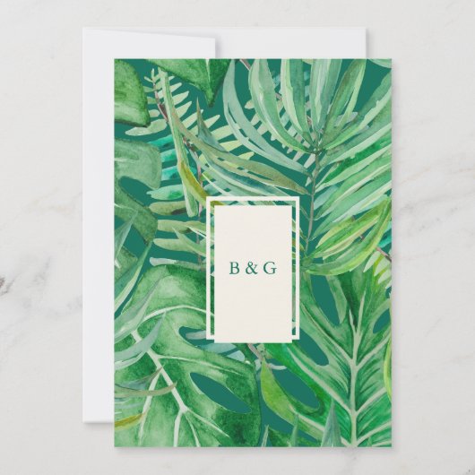Invitation Répétition des mariages tropicaux émeraude (Dos)