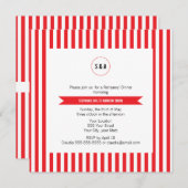 Invitation Répétition des Motifs Monogrammes rouge et blanc (Devant / Derrière)