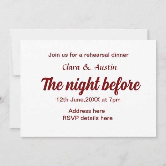 Invitation Répétition dîner la nuit avant simple minimum m (Devant)