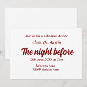 Invitation Répétition dîner la nuit avant simple minimum m (Devant / Derrière)