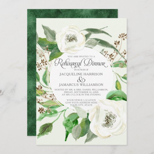 Invitation Répétition Dinnwe BOHO Eucalyptus Semence Feuille  (Devant / Derrière)