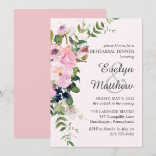 Invitation Répétition du bouquet floral rose pâle