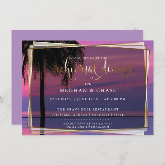 Invitation Répétition du diner de mariage | Nuit tropicale ex (Devant / Derrière)