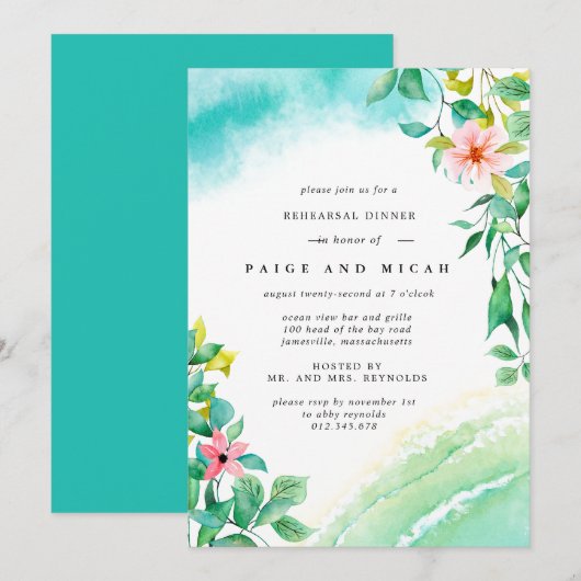 Invitation Répétition du Mariage de l'aquarelle botanique tro (Devant / Derrière)