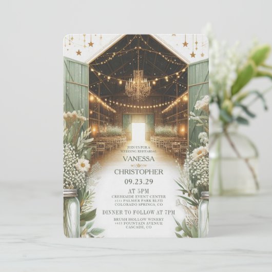 Invitation Répétition du Mariage d'élégance rustique (Debout devant)