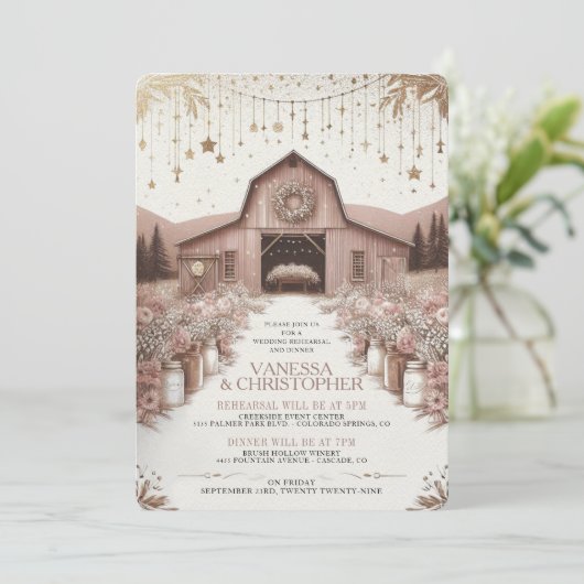 Invitation Répétition du Mariage d'élégance rustique (Debout devant)