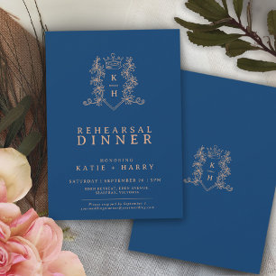 Invitation Répétition du mariage en or rose bleu de la Couron