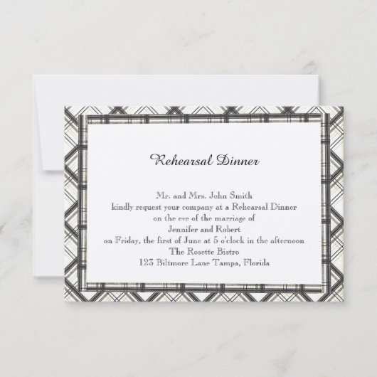 Invitation Répétition du Mariage plaqué noir et blanc (Devant)