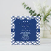 Invitation Répétition du Motif Monogram Royal Blue Seigaiha (Debout devant)
