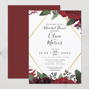 Invitation RÉPÉTITION    Élégant floral bordeaux Marsala rich