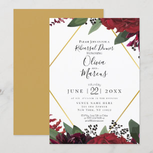 Invitation RÉPÉTITION Élégant riche floral bordeaux Marsal
