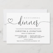 Invitation Répétition et dîner Mariage, calligraphie moderne  (Devant)