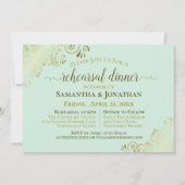Invitation Répétition et dîner Mariage Gold & Neo Mint Green (Devant)