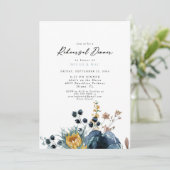 Invitation Répétition Florale Bleu & Tournesol (Debout devant)