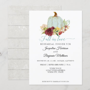 Invitation Répétition florale rustique de citrouille bleue de