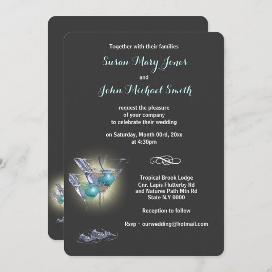 Invitation Répétition mariage à cocktails (Devant / Derrière)