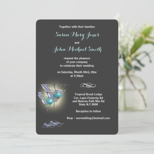 Invitation Répétition mariage à cocktails (Debout devant)