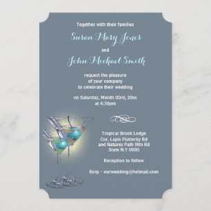 Invitation Répétition mariage à cocktails bleu blanc