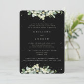 Invitation Répétition Mariage Black Snowberry+Eucalyptus (Debout devant)