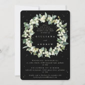 Invitation Répétition Mariage Black Snowberry+Eucalyptus (Devant)