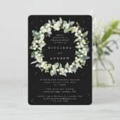 Invitation Répétition Mariage Black Snowberry+Eucalyptus (Debout devant)