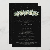 Invitation Répétition Mariage Black Snowberry+Eucalyptus (Devant / Derrière)