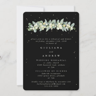 Invitation Répétition Mariage Black Snowberry+Eucalyptus