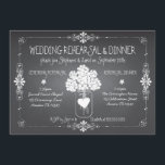 Invitation Répétition Mariage Chalkboard et dîner Mason Jar<br><div class="desc">Une belle bordure tourbillonnante et un effet de craie dessinent l'invitation à la répétition et au dîner de style mariage populaire. L'illustration originale d'un pot de maçon rustique tenant un bouquet de fleurs d'hydrangée est accentuée d'un coeur blanc qui tient les initiales du couple sur le dos. Salle pour la...</div>
