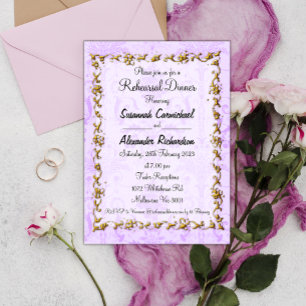Invitation Répétition Mariage damassé vintage