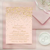 Invitation Répétition Mariage de Confetti en or rose et glam
